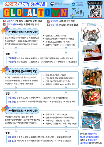 외국인 청년들과 떠나는 1박 2일 여행… 잼토리 ‘글로컬63탐사대 1박 2일’ 참가자 모집